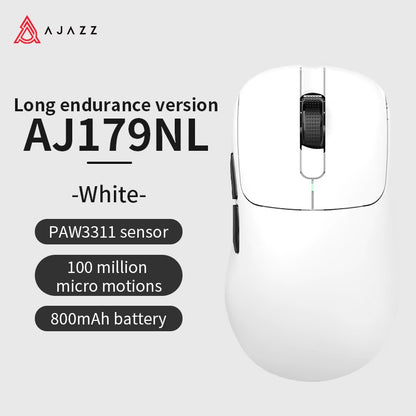 AJ179 PRO PAW3395 Lightweight Wired Wireless Mouse with Magnetic Charging Base Ergonomic Macro Gaming Mouse for PC Laptop