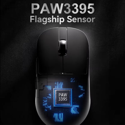 AJ179 PRO PAW3395 Lightweight Wired Wireless Mouse with Magnetic Charging Base Ergonomic Macro Gaming Mouse for PC Laptop