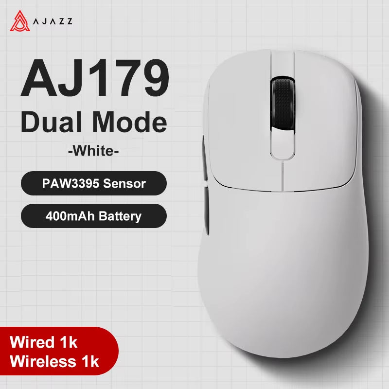 AJ179 PRO PAW3395 Lightweight Wired Wireless Mouse with Magnetic Charging Base Ergonomic Macro Gaming Mouse for PC Laptop