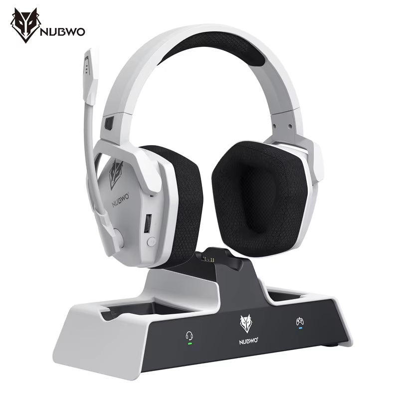 G06 Wireless Headsets Gamer with Charging Station for Headset and PS5 Controller Gaming Headphones Long Battery Life
