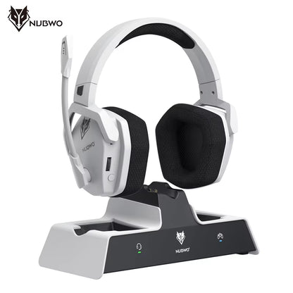 G06 Wireless Headsets Gamer with Charging Station for Headset and PS5 Controller Gaming Headphones Long Battery Life