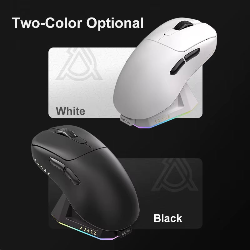 AJ179 PRO PAW3395 Lightweight Wired Wireless Mouse with Magnetic Charging Base Ergonomic Macro Gaming Mouse for PC Laptop