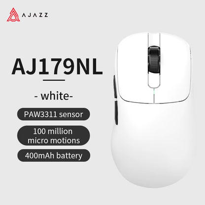 AJ179 PRO PAW3395 Lightweight Wired Wireless Mouse with Magnetic Charging Base Ergonomic Macro Gaming Mouse for PC Laptop