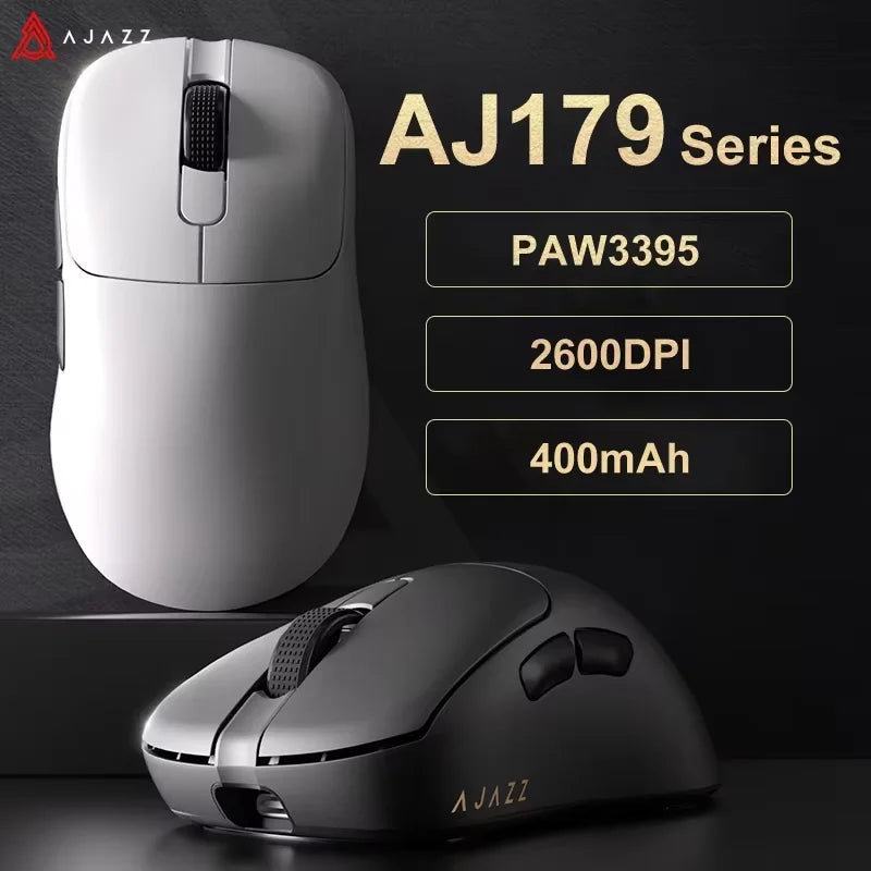 AJ179 PRO PAW3395 Lightweight Wired Wireless Mouse with Magnetic Charging Base Ergonomic Macro Gaming Mouse for PC Laptop