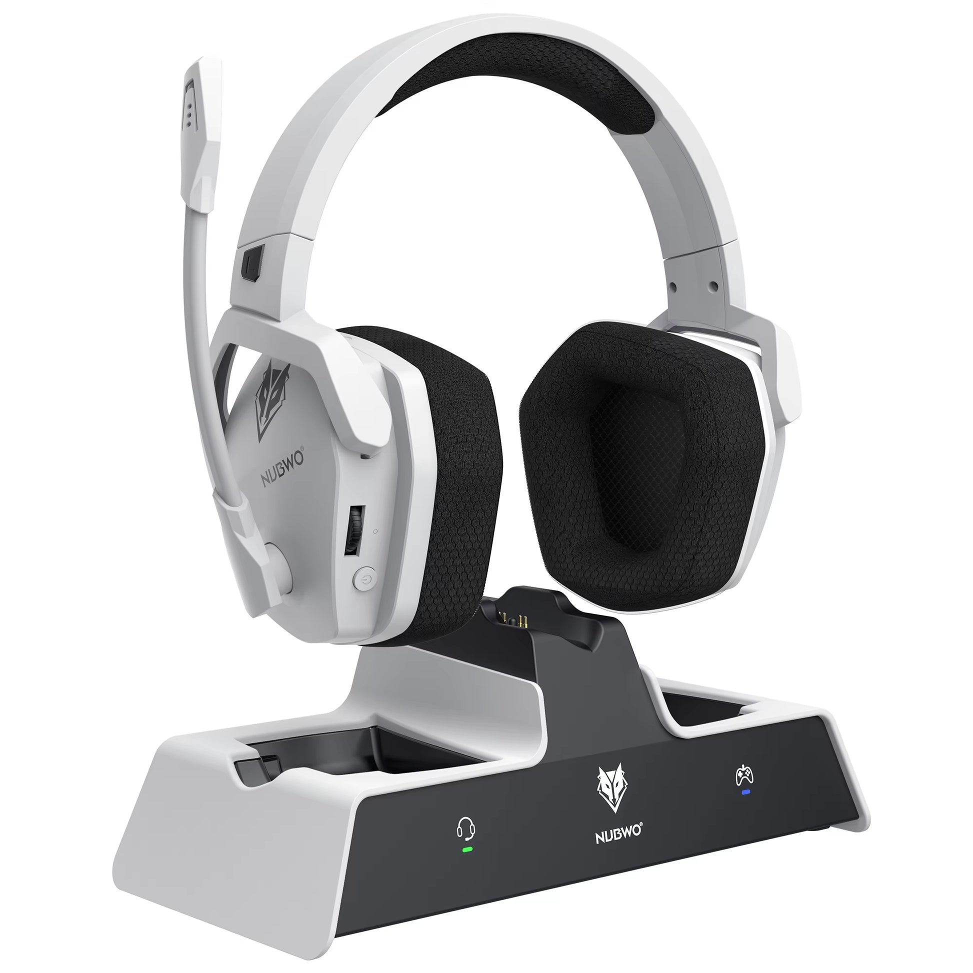 G06 Wireless Headsets Gamer with Charging Station for Headset and PS5 Controller Gaming Headphones Long Battery Life