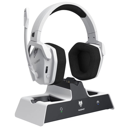 G06 Wireless Headsets Gamer with Charging Station for Headset and PS5 Controller Gaming Headphones Long Battery Life