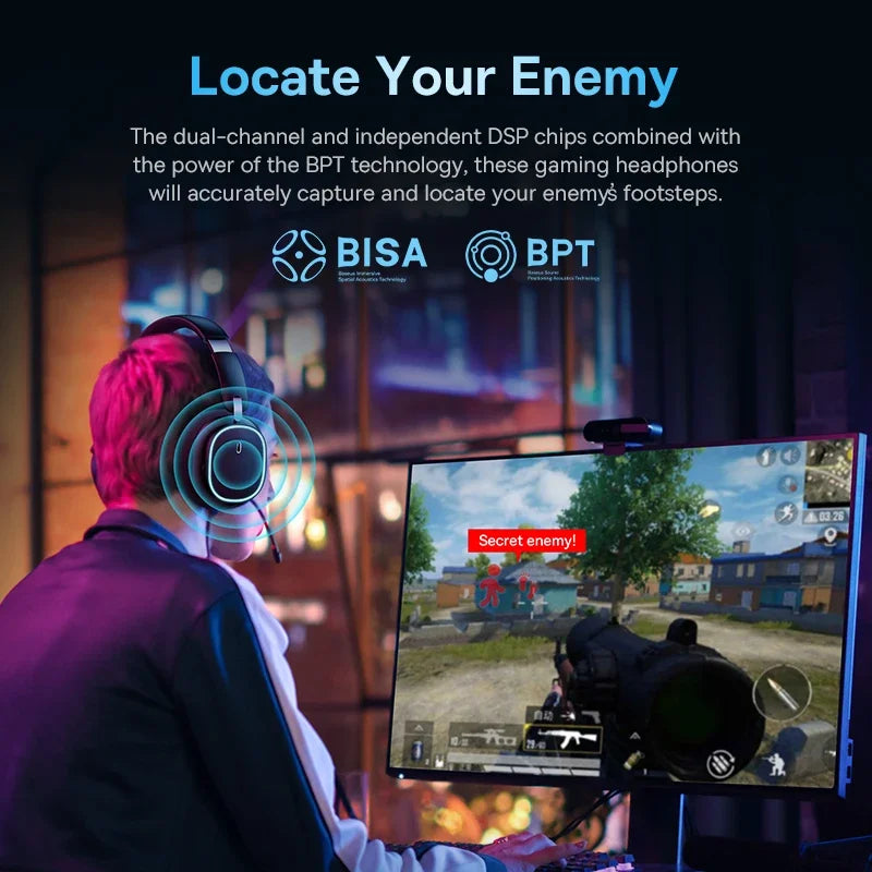 GH02 Gaming Wireless Headphone with Mic Over-Ear Headphones Bluetooth 5.3 40Mm Driver 2.4G/Wireless/Cable RGB Headsets