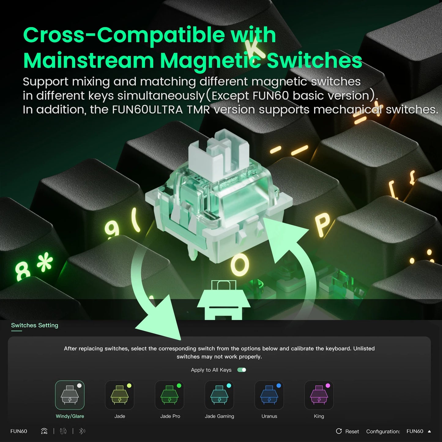 Monsgeek FUN60 Mechanical Keyboard Magnetic Switch 60% Gaming Keyboards Rapid Trigger 0.01Mm 8K ARGB HE/TMR Custom Keyboard