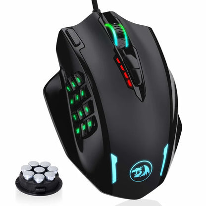 M908 RGB Backlight LED USB Wired Gaming Mouse 18 Programmable Mouse Buttons 12400 DPI