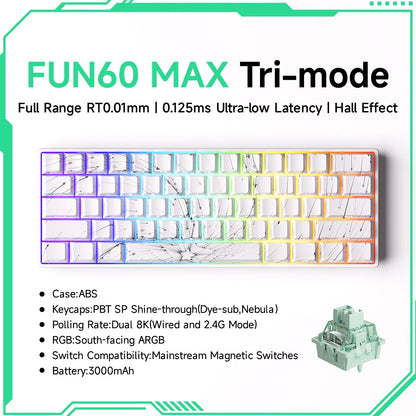 Monsgeek FUN60 Mechanical Keyboard Magnetic Switch 60% Gaming Keyboards Rapid Trigger 0.01Mm 8K ARGB HE/TMR Custom Keyboard
