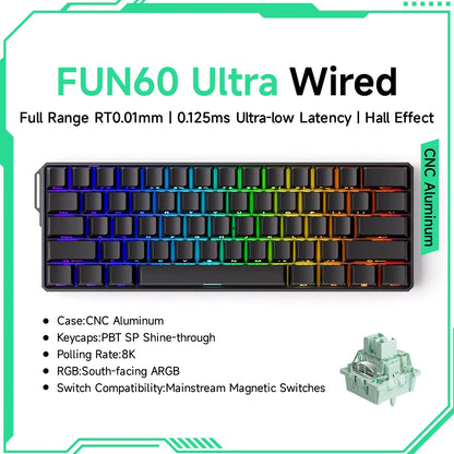 Monsgeek FUN60 Mechanical Keyboard Magnetic Switch 60% Gaming Keyboards Rapid Trigger 0.01Mm 8K ARGB HE/TMR Custom Keyboard